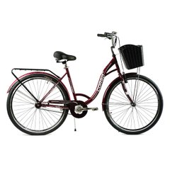 Велосипед міський 28” дюймів (рамам 20", кошик, багажник, зібраний 75%) Corso Fortuna FR-28039 Бордовий
