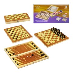 Шахи дерев'яні 3в1 (дерев'яна дошка, шахи, нарди, шашки, в коробці) С 45026 С 45026 фото