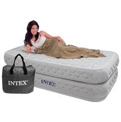 Надувне ліжко Intex 64488 ND Сірий (99-191-51) з вбудованим електричним насосом