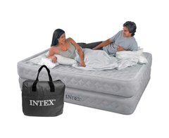 Надувне двоспальне ліжко Intex 64490 ND Сірий (152-203-51) з вбудованим електричним насосом