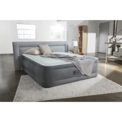 Надувне полуторне ліжко Intex 64904 ND Сіро-оливковий (137-191-46см) з вбудованим електричним насосом