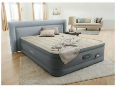 Надувне двоспальне ліжко Intex 64926 ND Сірий (203x152x46 см) з вбудованим електричним насосом
