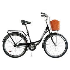 Велосипед міський (колеса 26", одношвидкісний, рама 16.5", кошик, багажник) Corso Travel TR-6391 Чорний