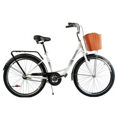 Велосипед міський (колеса 26", одношвидкісний, рама 16.5", кошик, багажник) Corso Travel TR-7302 Білий