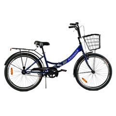 Велосипед складаний 24" дюймів (рама 14", одношвидкісний, кошик, багажник) Corso Advance AD-24003 Чорний