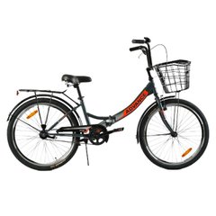 Велосипед складаний 24" дюймів (рама 14", одношвидкісний, кошик, багажник) Corso Advance AD-24715 Чорний