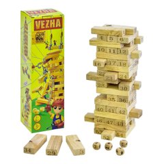 Дерев'яна гра "Вежа" 4FUN Game Club Wood, (54 деталі, 4 кубики) 7358 7358 фото