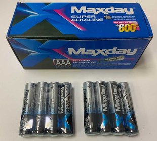 Батарейки "Maxday" C56963 (24) Alcaline, 4 шт. у спайці, міні-пальчикові, ААА 1,5V, ЦІНА ЗА 10 СПАЙОК У БЛОЦІ