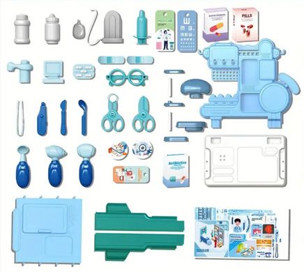 Ігровий набір доктора (42 предмети, синій колір, легко носити та зберігати, в коробці) 9023 9023 фото