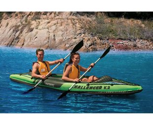 Надувная лодка-байдарка кайак Challenger K2 Kayak, двухместная Intex 68306 Зеленая 96768 фото