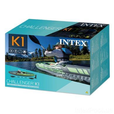Надувная лодка-байдарка кайак Challenger K1 Intex 68305 Зеленый (274х76 см, весло, насос) М 68305 фото