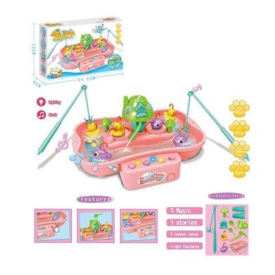Магнитная рыбалка музыкальная (свет, звук, циркуляция воды, на батарейках) QY 999 QY 999 Розовая фото