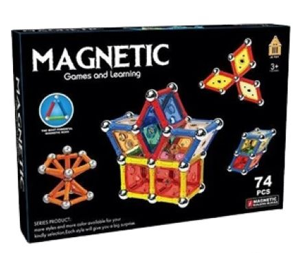 Магнітний конструктор Magnetic (74 елементи, 6 типів елементів, у коробці) AQ 2203 AQ 2203 фото