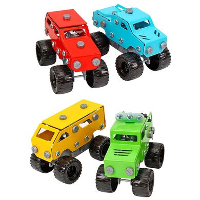 Конструктор металлический Technok Toys (370 деталей, 4 машинки, отвёртка, ключи) 9956