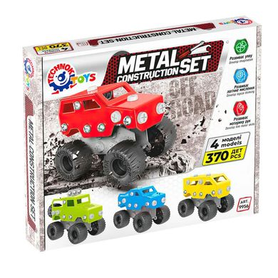 Конструктор металлический Technok Toys (370 деталей, 4 машинки, отвёртка, ключи) 9956