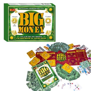 Настольная экономическая игра "Big Money" Ранок (игровое поле, кубики, 12 карт, денежные купюры) 12120143У 12120143У фото