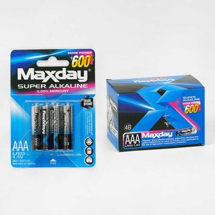 Батарейки “Maxday” C 57144 (20) Alcaline, міні-пальчикові, ААА 1,5V, ЦІНА ЗА 48 ШТУК У БЛОЦІ