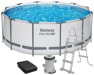 Басейн каркасний Bestway 56420 Steel Pro Max 366&times;122 см, 10250 л, фільтр-насос, сходи, тент 56420 фото